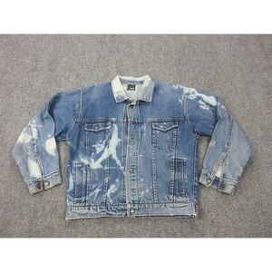 Vintage Lee Denim Jacket Mens Large Blue Acid Wash Trucker Western Distressed‎